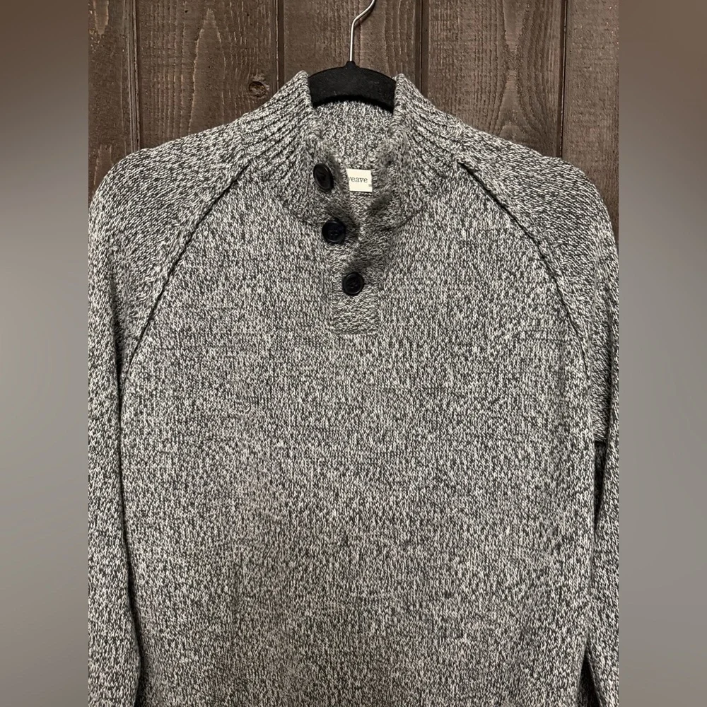 NWT Mutual Weave Men’s 3-Button Neck Sweater Pullover 100% Cotton Sz M Gray NEW!